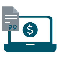 Icono de un ordenador con el fondo del dinero