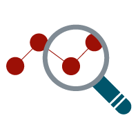 Icono de una lupa sobre una gráfica