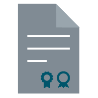 Icono de un documento con sellos de premios